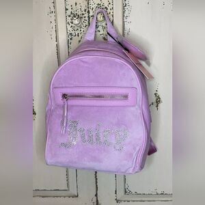 Juicy Couture Fondant Pink Big Spender Backpack Velour Soft Bling 9"×11" NWT